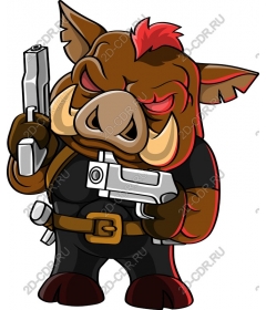  Fierce cartoon wild boar