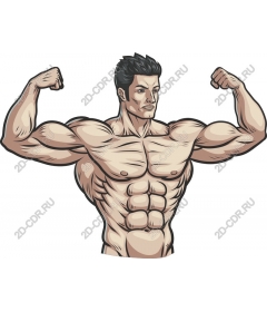  A strong man, straining muscles