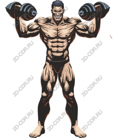 Muscular bodybuilder with dumbbells