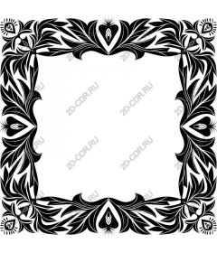 Intricate black and white floral frame
