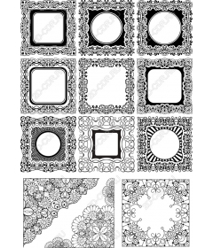 Набор клипартов с замысловатыми цветочными рамками