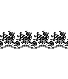  Black floral lace fringe