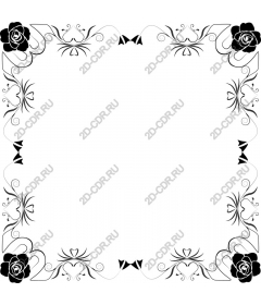  Black flower decorative frame