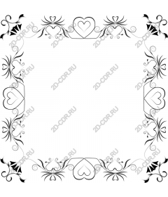  Elegant decorative frame in the shape of a heart and flowers