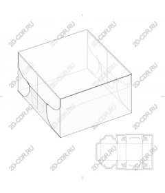 Шаблон упаковки прозрачной коробки