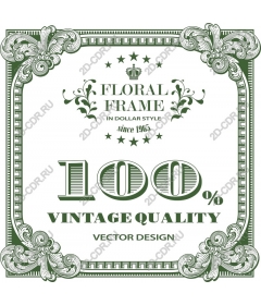 Vintage floral frame in the style of the dollar