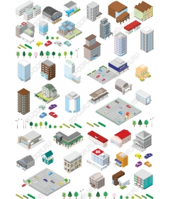 Городской набор - комплект зданий и транспортных средств