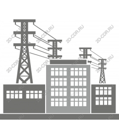  Industrial power lines and buildings