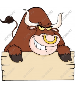  Cheeky cartoon bull with an empty sign