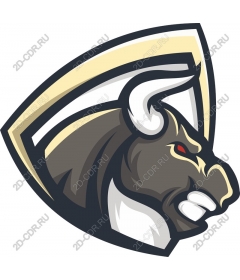 The head of a ferocious bull
