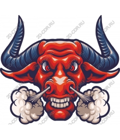 Head of a ferocious bull
