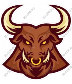 The head of a ferocious bull