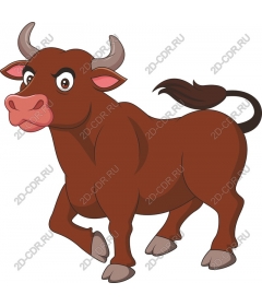 Playful cartoon bull