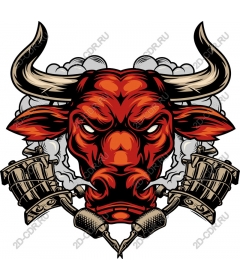 Head of a ferocious bull