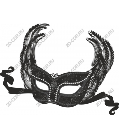  Black feathered masquerade mask