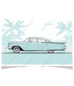  Classic vintage car 1950-ies with palm trees