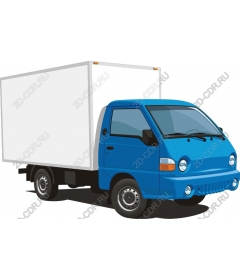  Bright blue delivery truck