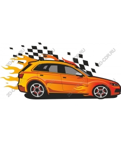  Огненный спортивный автомобиль с пламенем