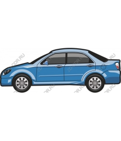 Stylish blue sedan