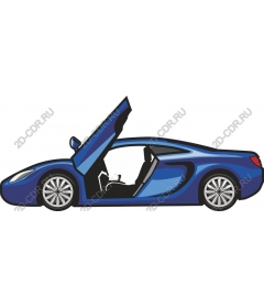 Stylish blue sports car with the door open