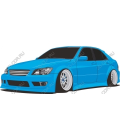  Bright blue sedan