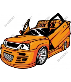 Modified car bright orange color