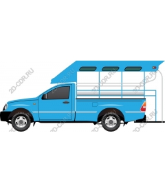  A blue pickup truck