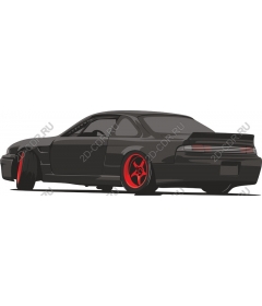 Stylish discreet black-and-red car