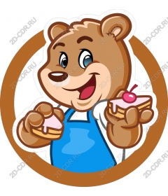 Funny bear with sweet cakes