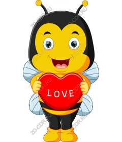  Cute bee with a heart of love