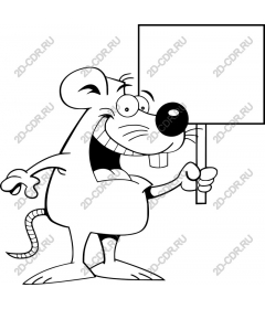 Mouse cartoon with blank sign