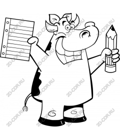  A cow with a Notepad and pencil