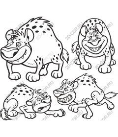  Set of cartoon hyenas