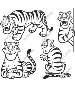  A playful collection of cartoon tigers