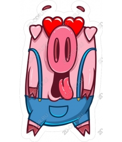  Funny cartoon pig with hearts