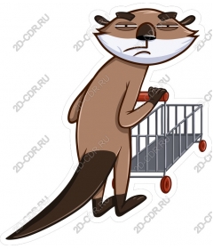  The otter is unhappy with the shopping cart