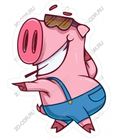 Playful cartoon pig