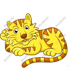 Playful yellow tiger cartoon