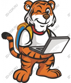 Fun tiger with a laptop