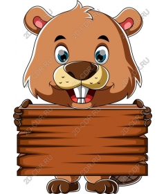 Cartoon beaver holding a sign
