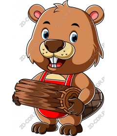  Charming beaver with log