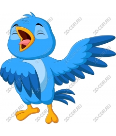 Funny singing blue bird