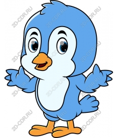  Charming blue cartoon bird