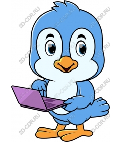  Charming Blue Bird with a Laptop