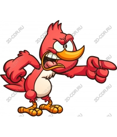 Playful red cartoon bird