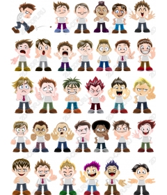 Set an expressive cartoon characters