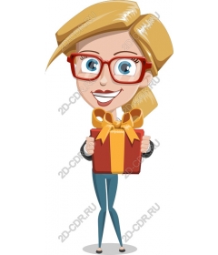 Cheerful woman giving gifts