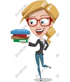 Cheerful woman with books in the hands