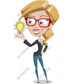 Innovative business lady with lamp
