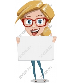 Cheerful woman with blank sign